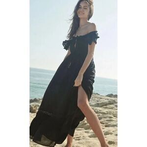 NWT FREE PEOPLE ENDLESS SUMMER Sz XS MOONLIGHT OCEAN MAXI DRESS IN BLACK